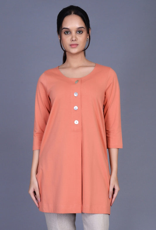 Knit Front Pleat Kurti