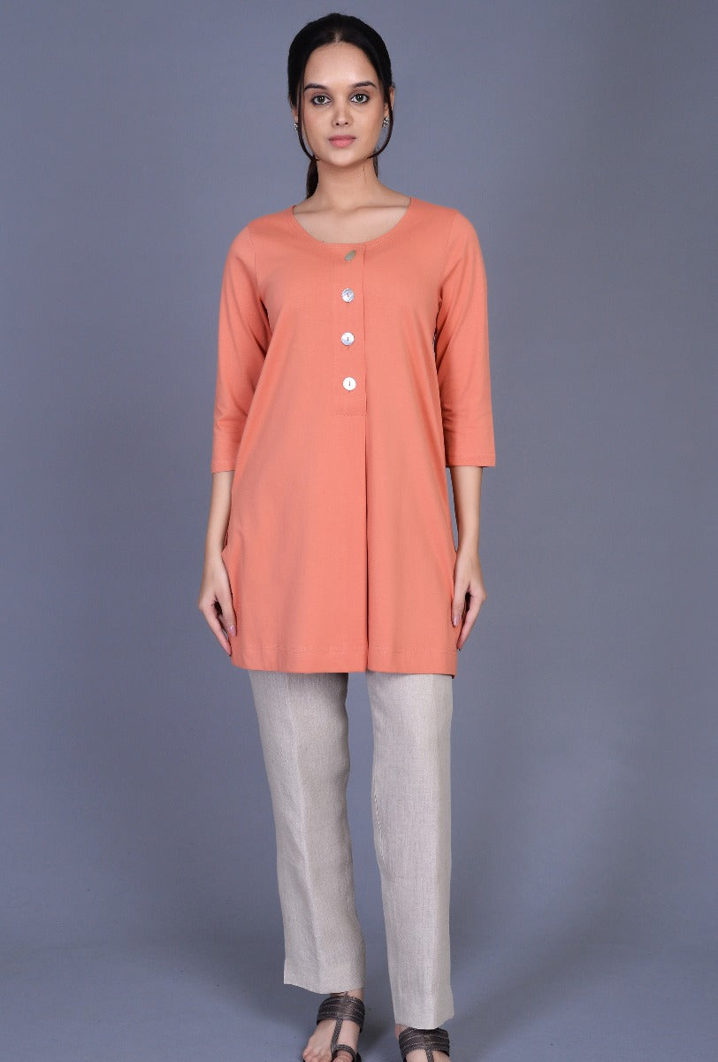 Knit Front Pleat Kurti