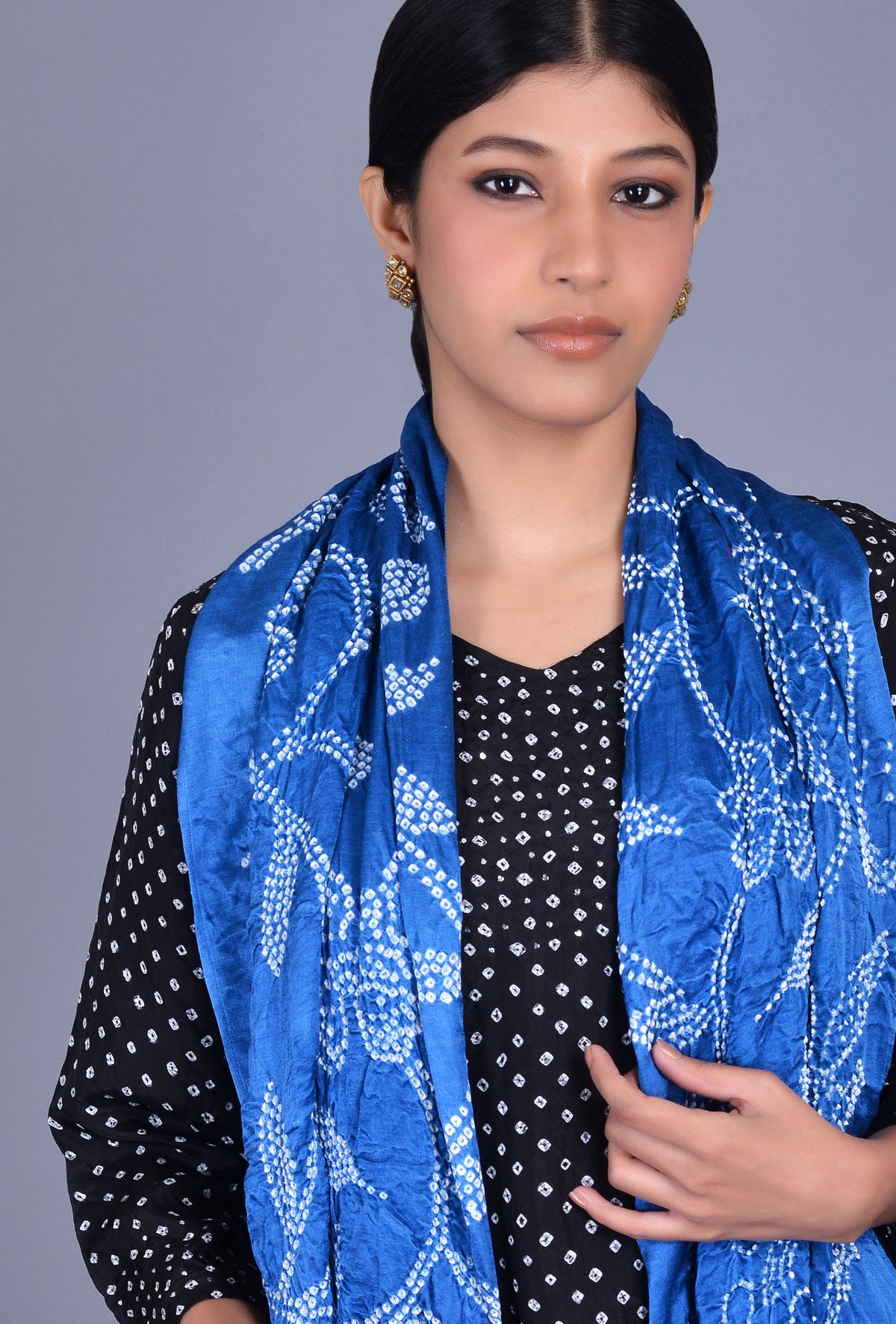 Blue Gaji Silk Stole