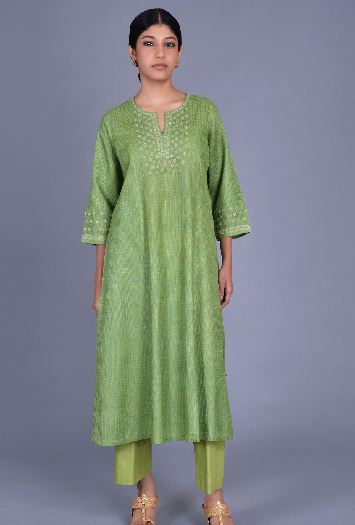 Slit Neck Silk Ensemble