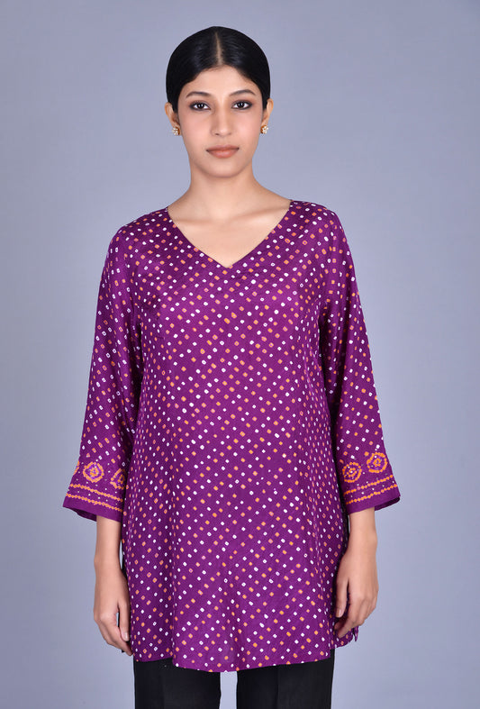 Silk Bandhani Kurti