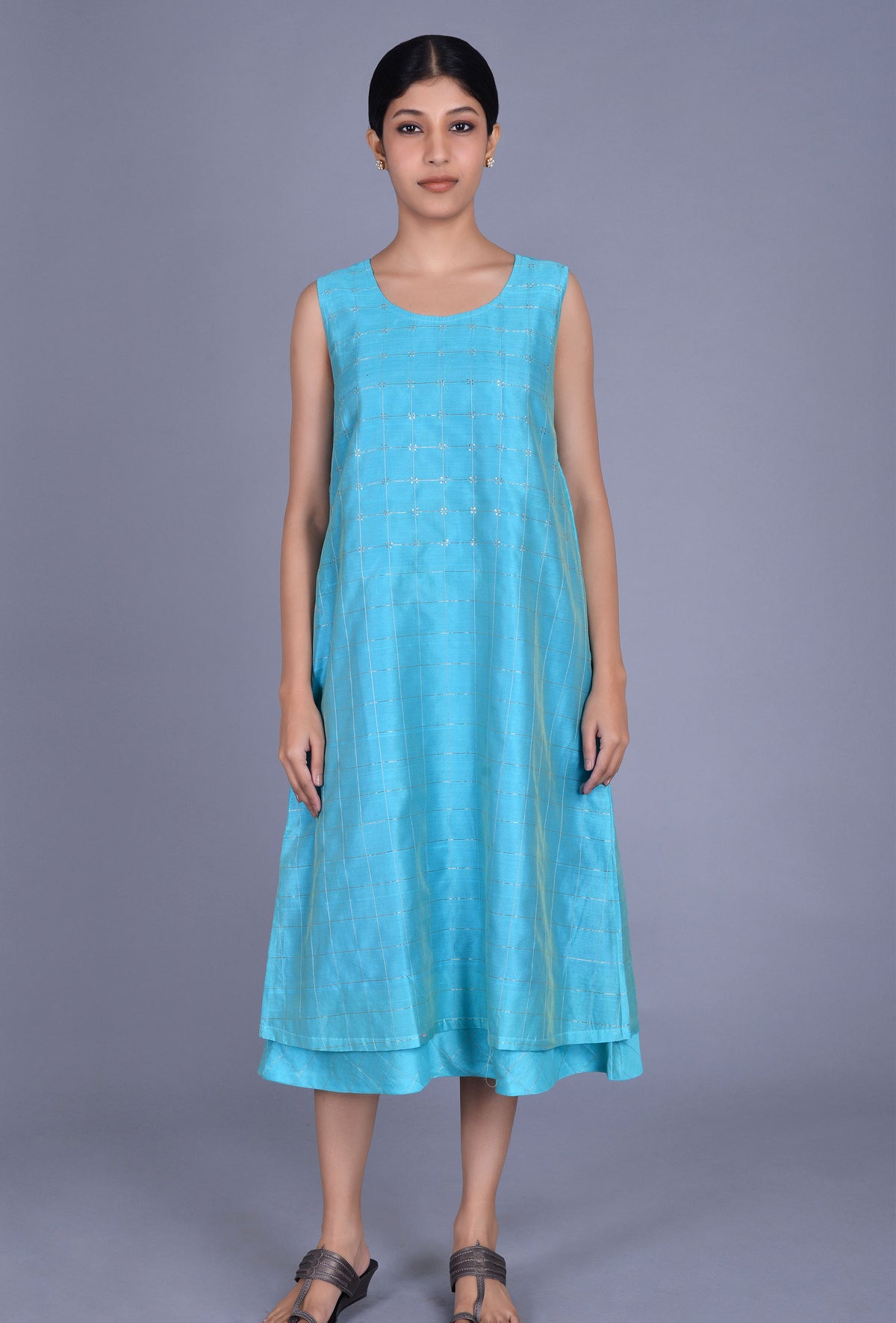 Sleeveless Chanderi Silk Dress