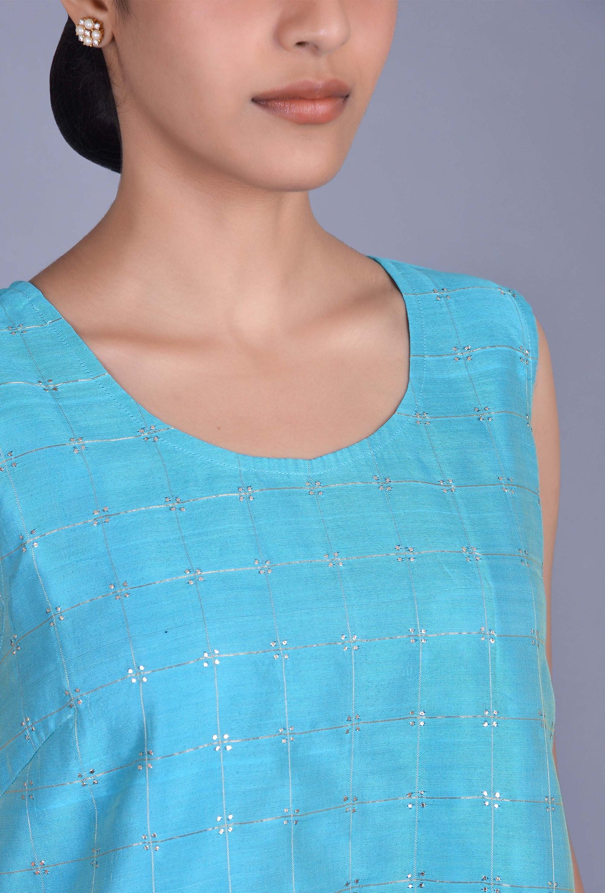 Sleeveless Chanderi Silk Dress