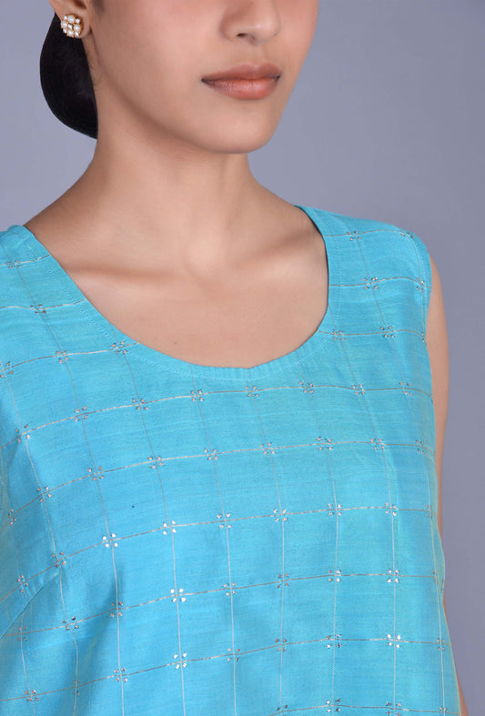 Sleeveless Chanderi Silk Dress