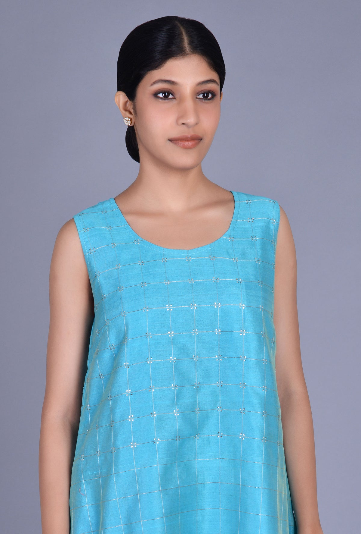 Sleeveless Chanderi Silk Dress
