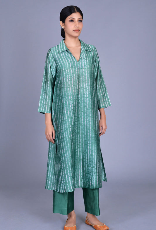 Chanderi Silk Collared Ensemble
