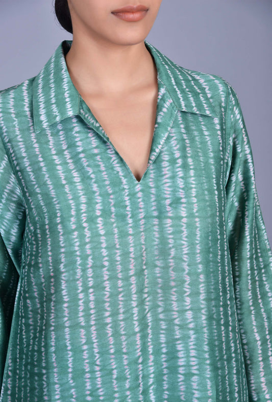 Chanderi Silk Collared Ensemble