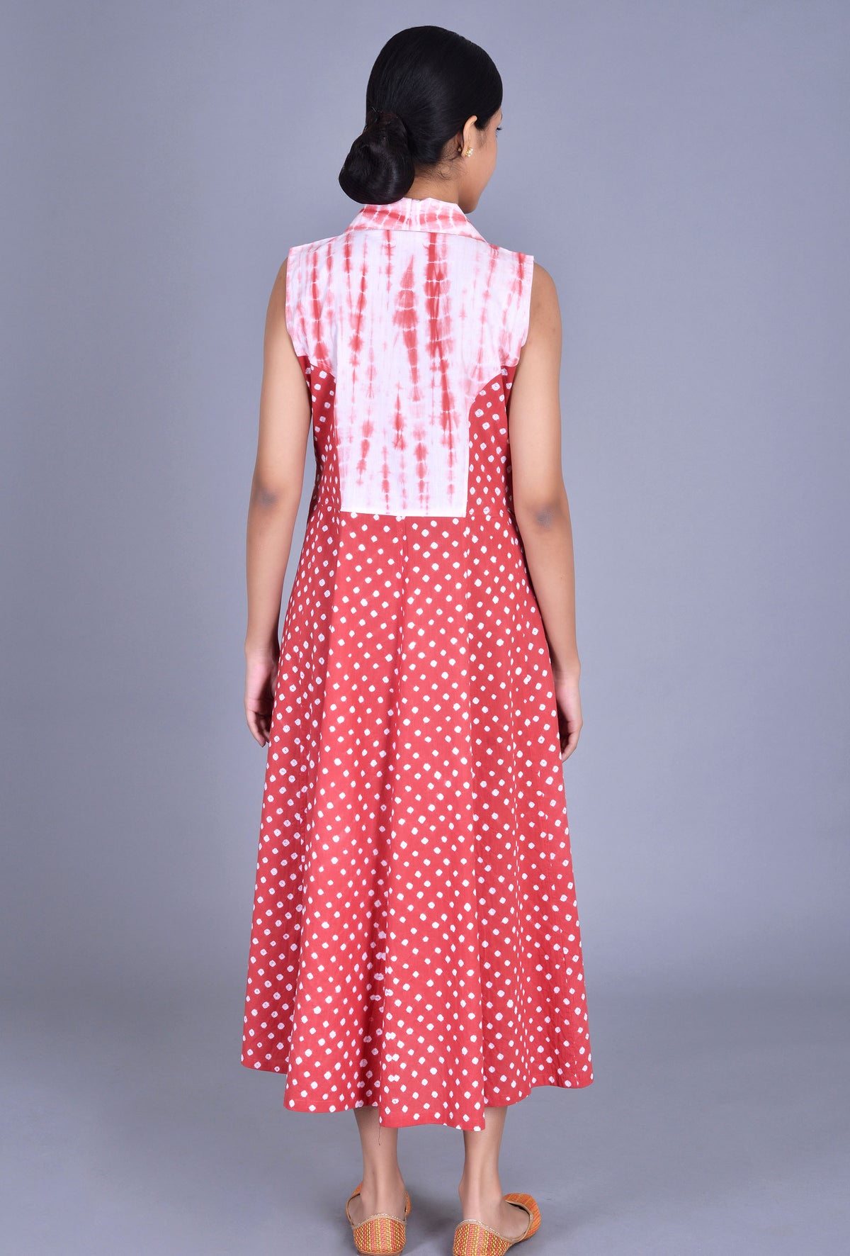 Sleeveless Bandhani Tie-Dye Dress