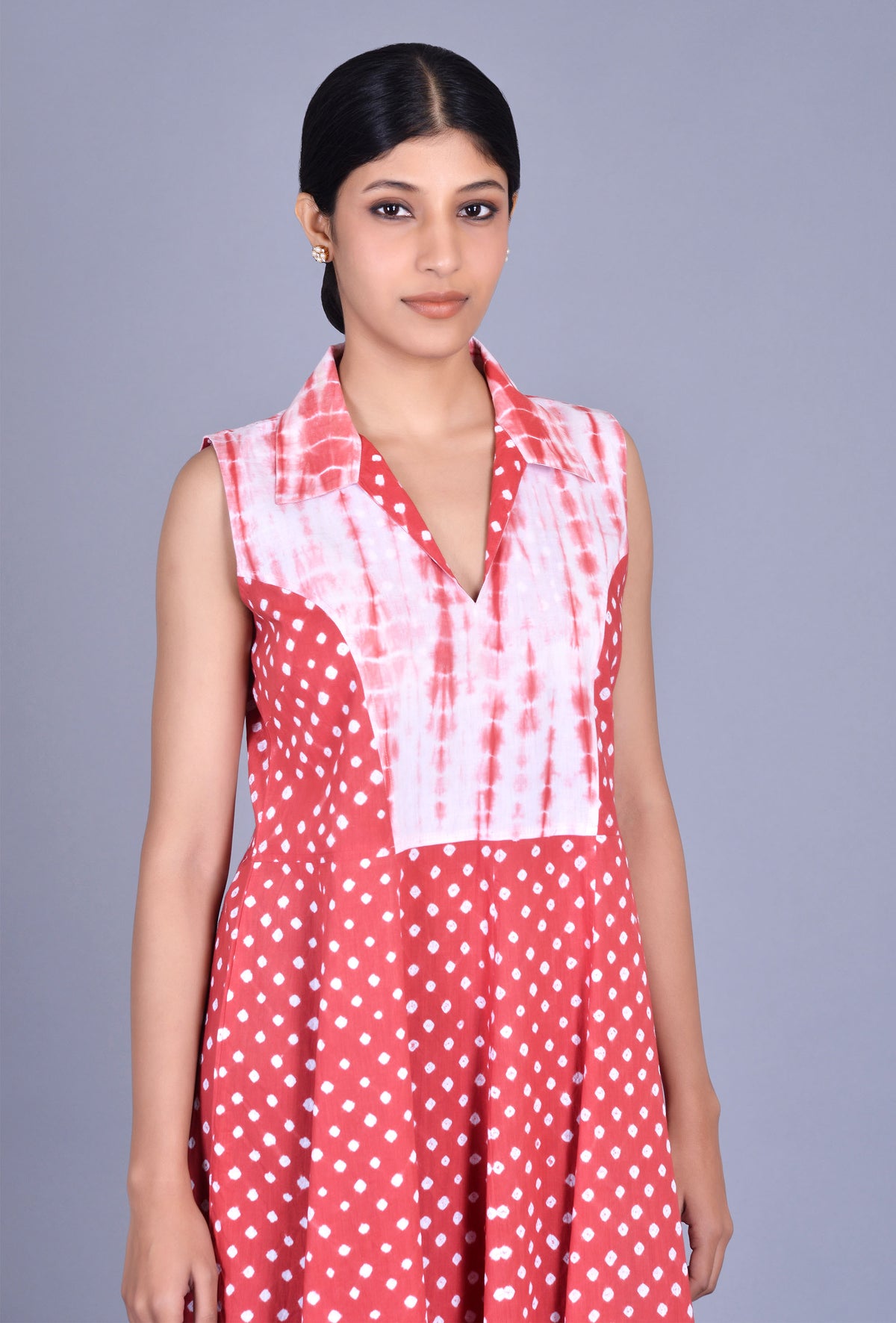 Sleeveless Bandhani Tie-Dye Dress