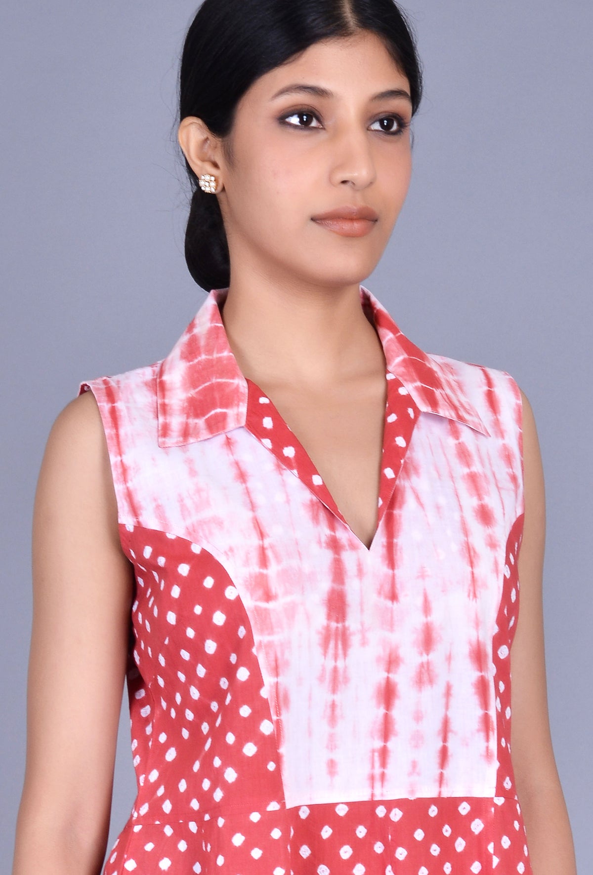 Sleeveless Bandhani Tie-Dye Dress