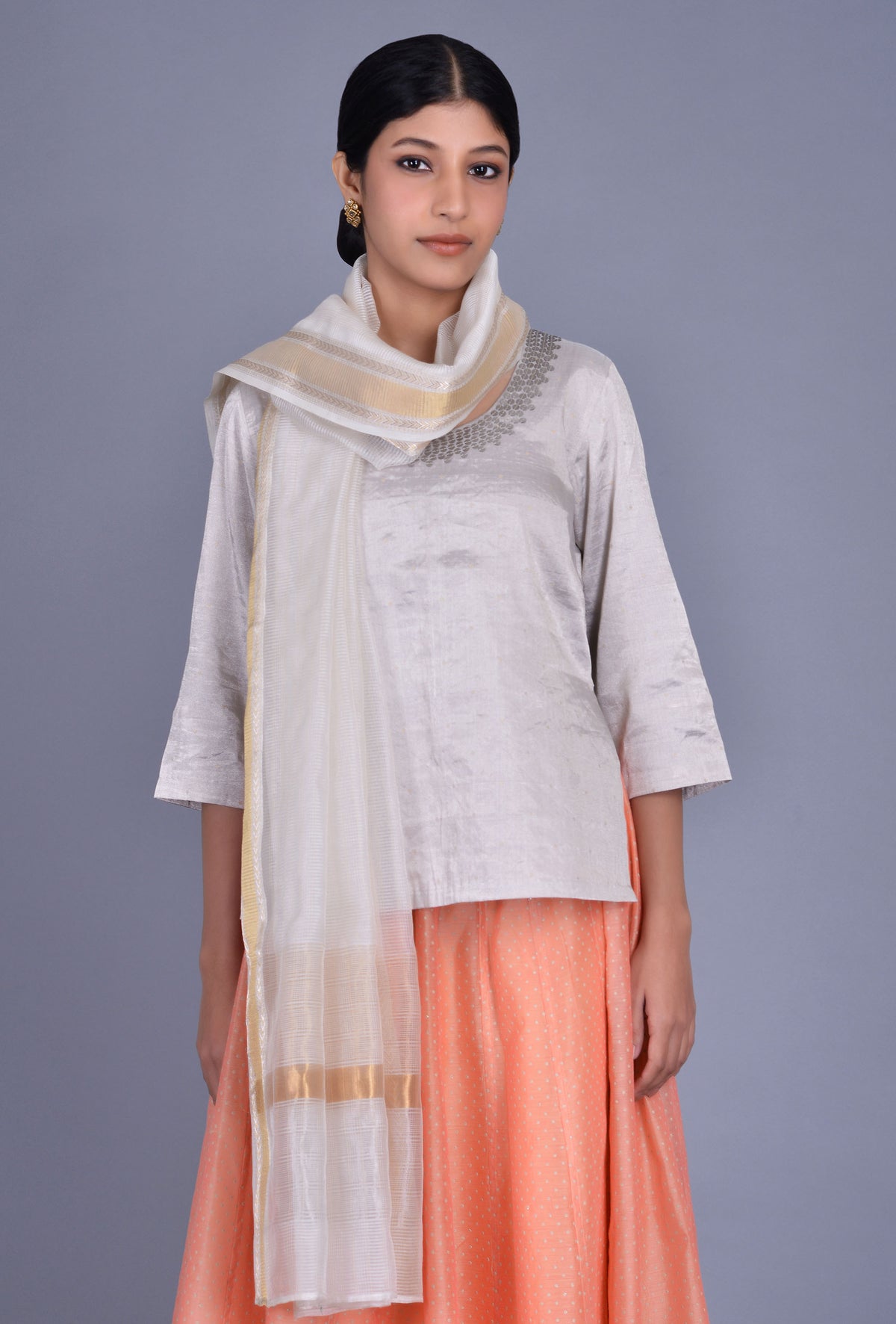 Off White Maheshwari Dupatta