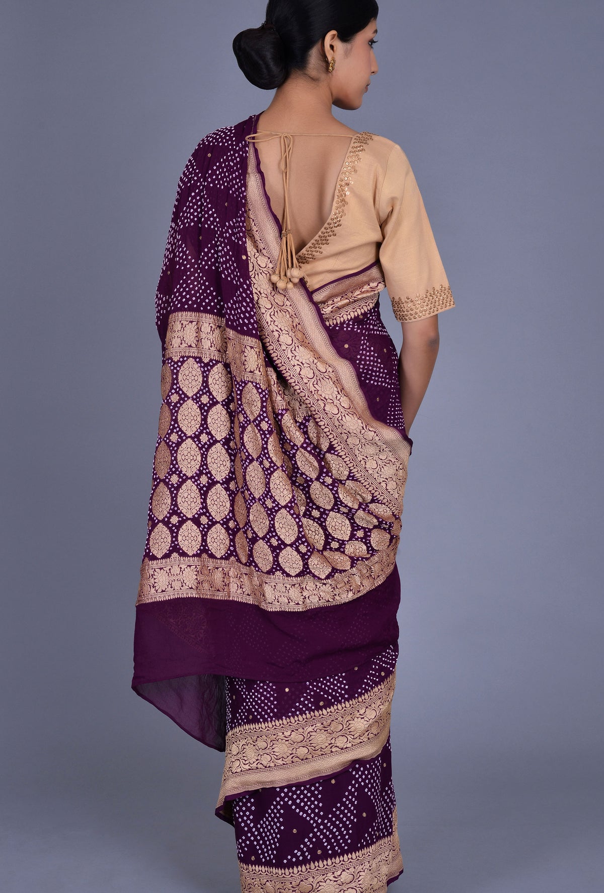 Purple Georgette Bandhani Saree