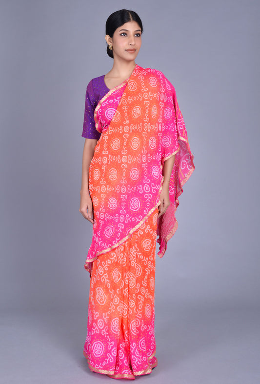 Ombre Georgette Bandhani Saree
