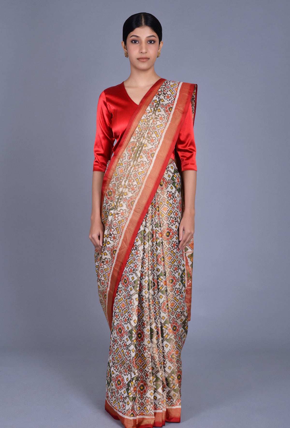 Off White Tissue Patola Saree