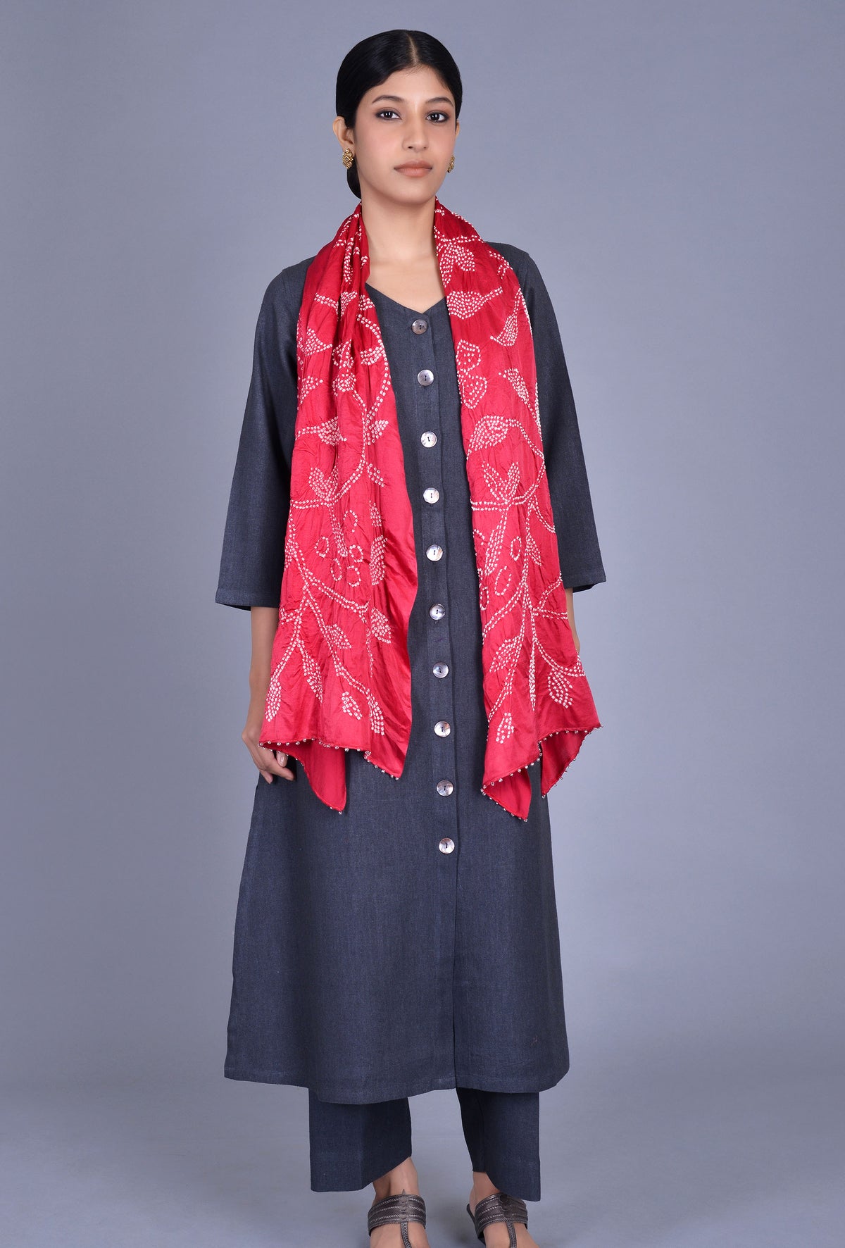 Maroon Gaji Silk Stole