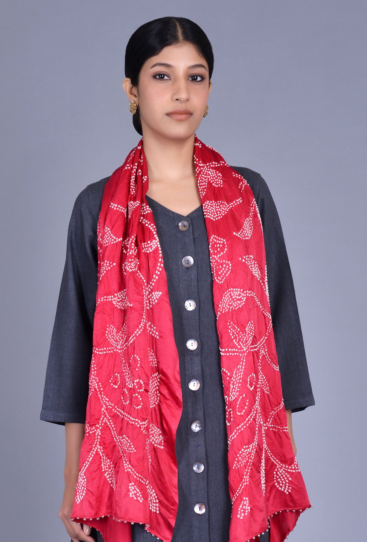 Maroon Gaji Silk Stole