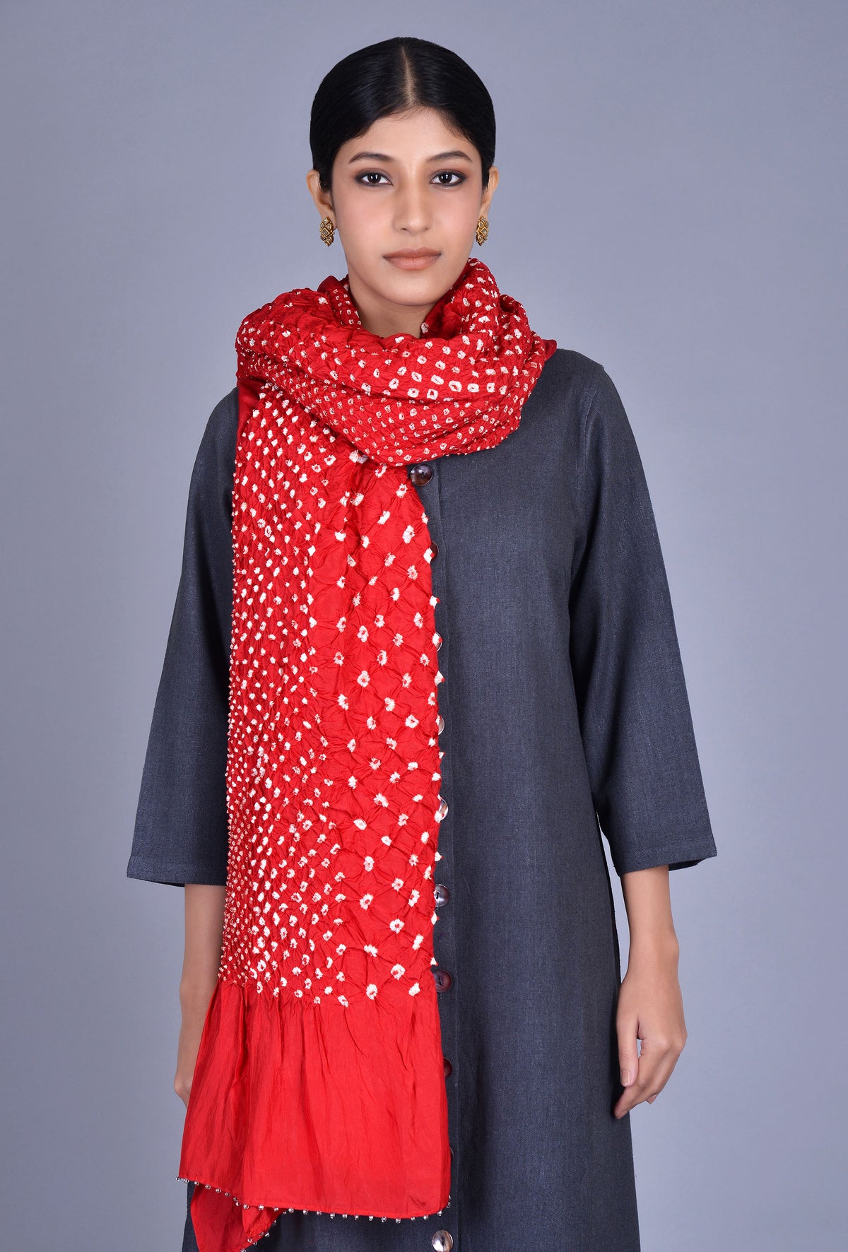 Red Gaji Silk Dupatta