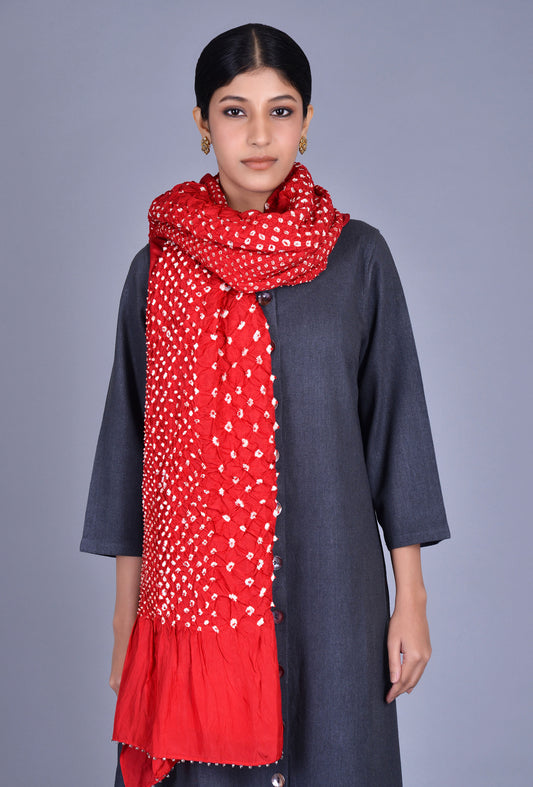 Red Gaji Silk Dupatta