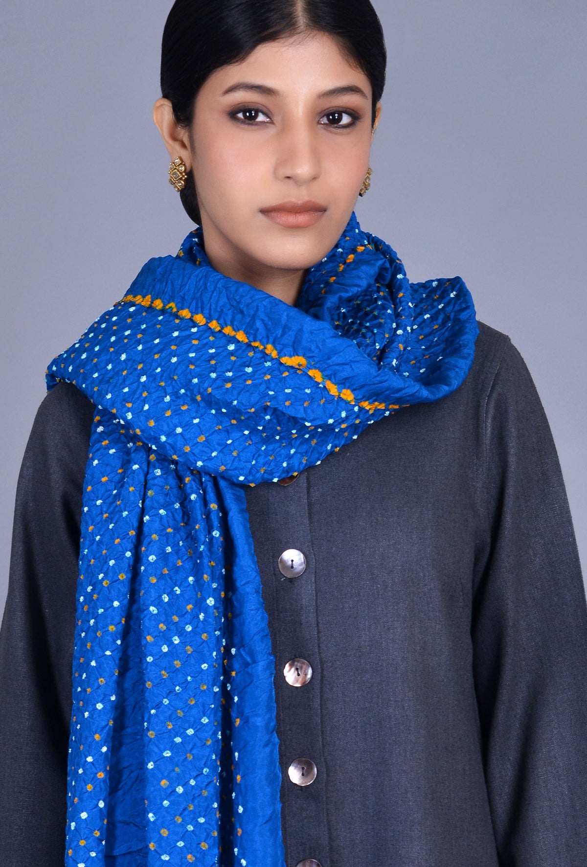 Blue Silk Bandhani Dupatta