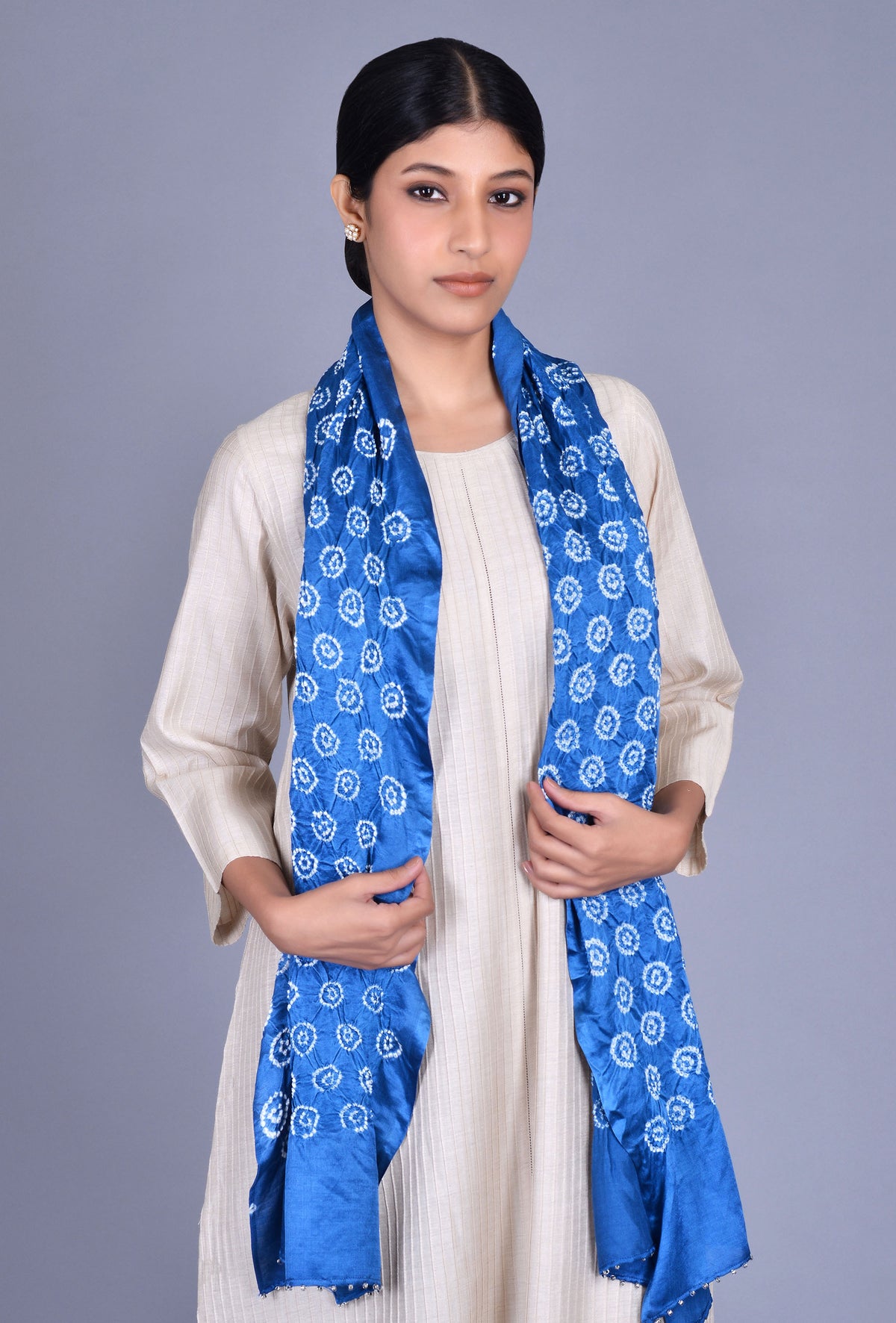 Blue Gaji Silk Stole