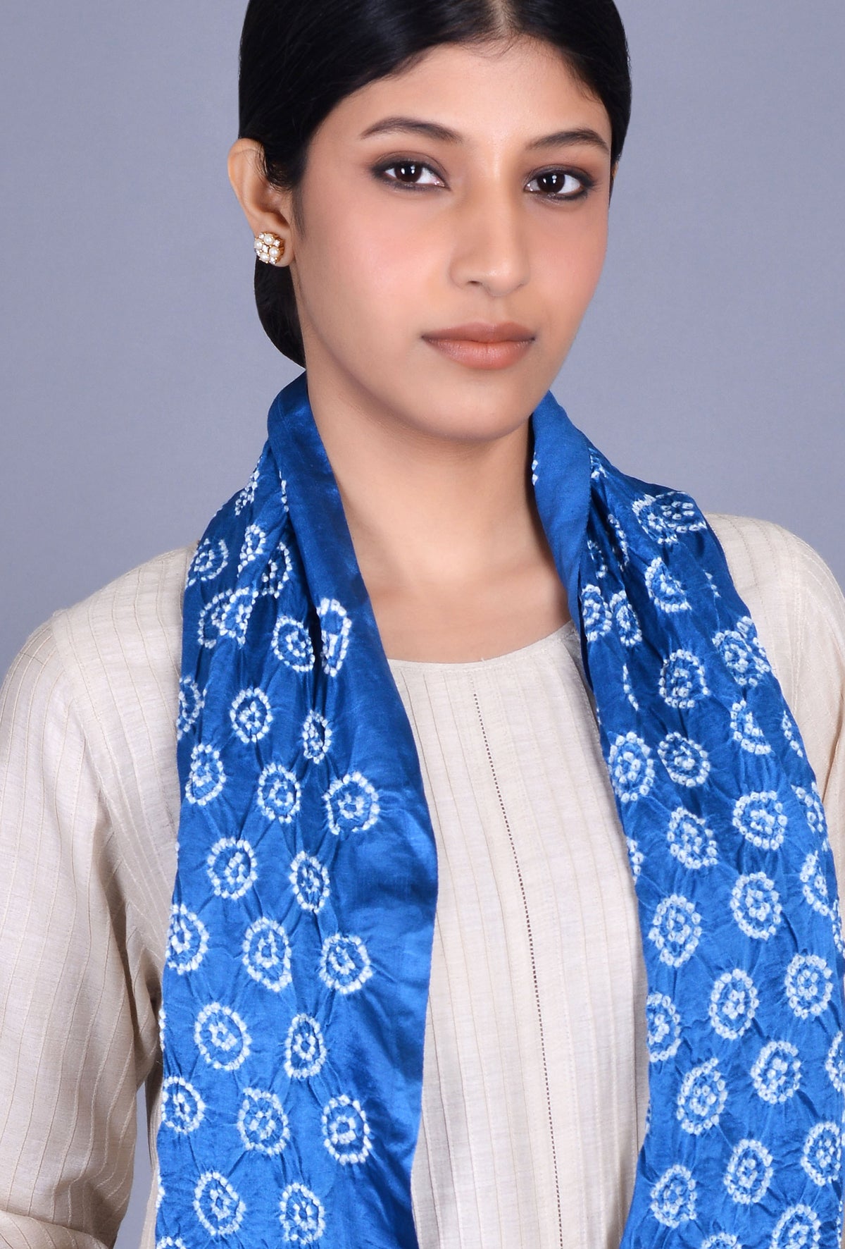 Blue Gaji Silk Stole