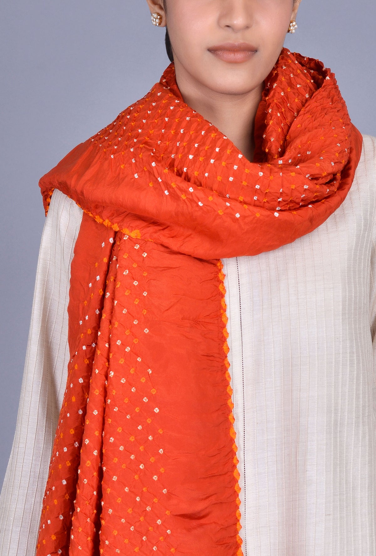Orange Silk Bandhani Dupatta