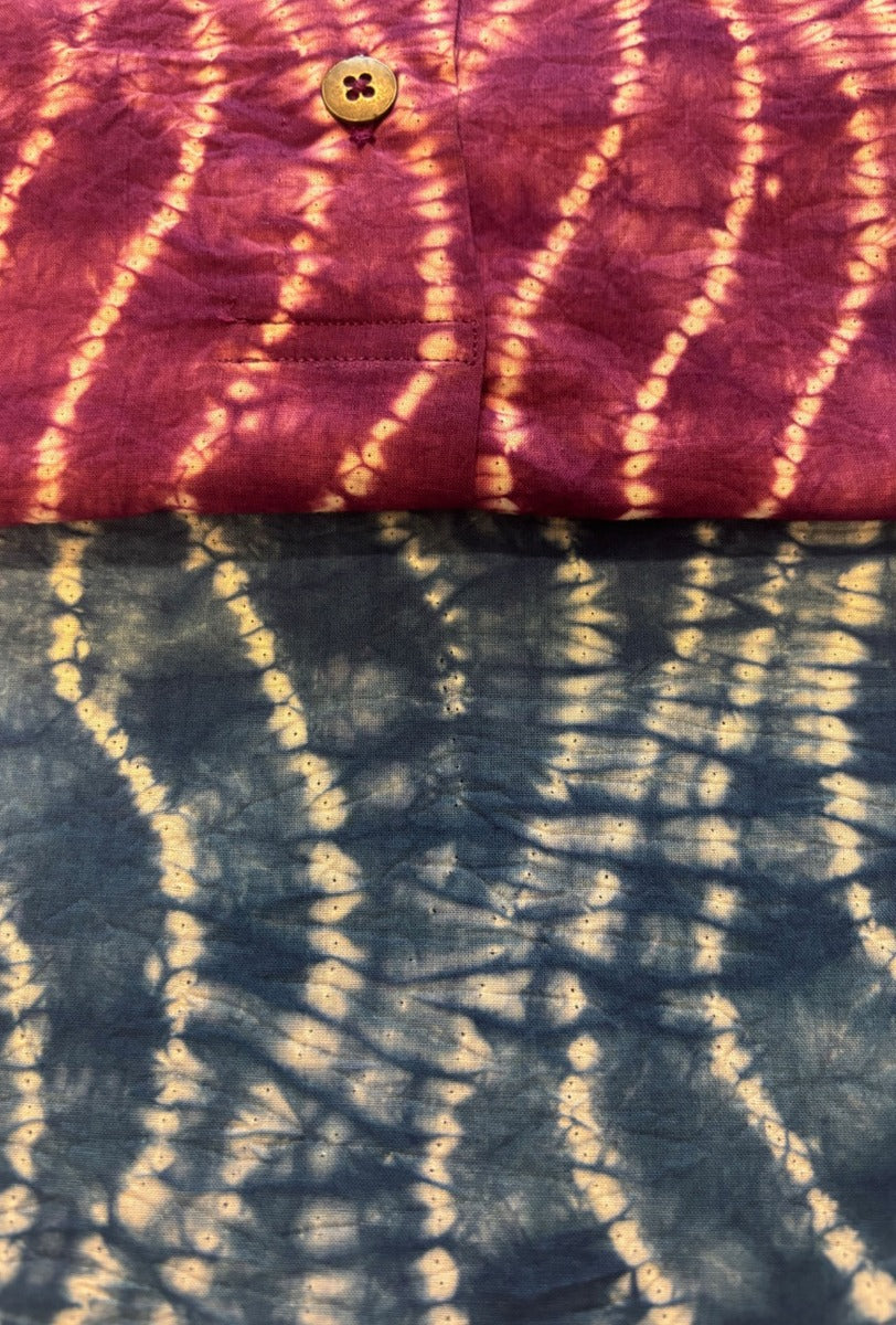 Stand Collar Shibori Shirt