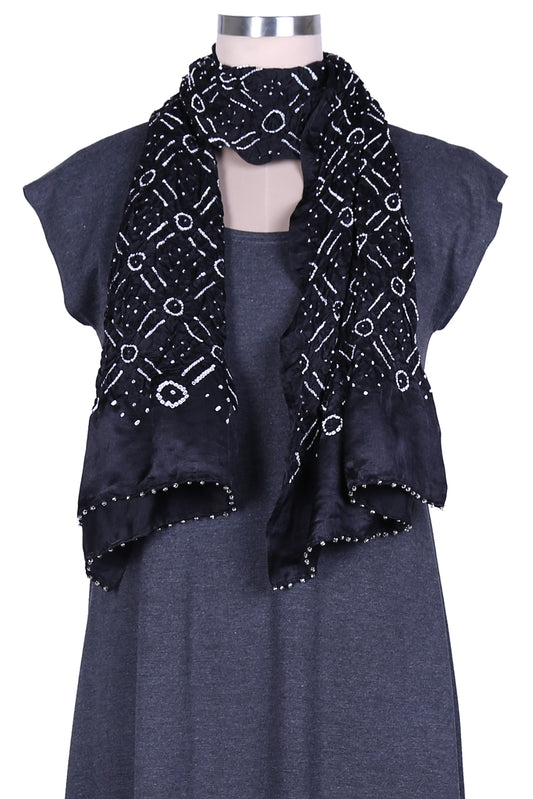 Black Gajji Silk Stole