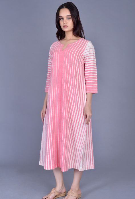 Striped Slit Neck Bhujodi Dress